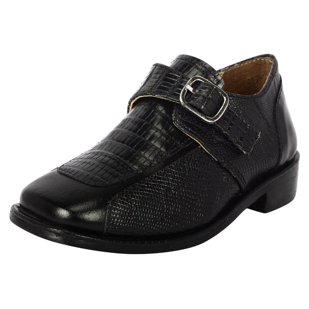LIBERTYZENO Kid's BLACK LIZARD  Kid's Leather Oxford Style Dress Shoes